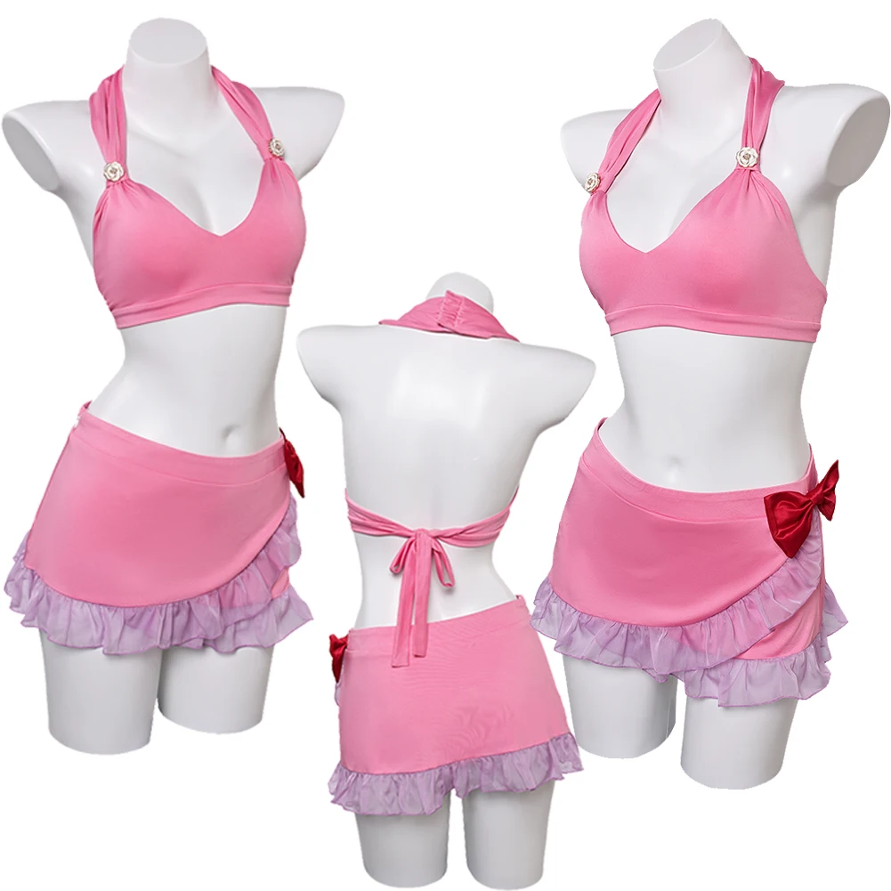 ชุดคอสเพลย์แอริธสำหรับผู้หญิงชุดว่ายน้ำคอสเพลย์อนิเมะเกมสุดท้ายคอสเพลย์แฟนตาซี VII ชุดปลอมตัว Baju karnaval ฮาโลวีน