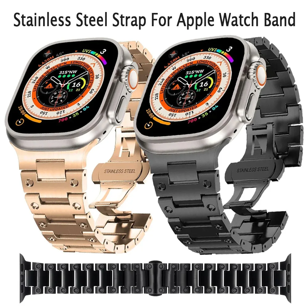 

Ремешок из нержавеющей стали для Apple Watch Band Ultra 2 49 мм 10 9 8 7 45 мм 46 мм Металлический удобный браслет iWatch 6 5 SE 44 мм Correa