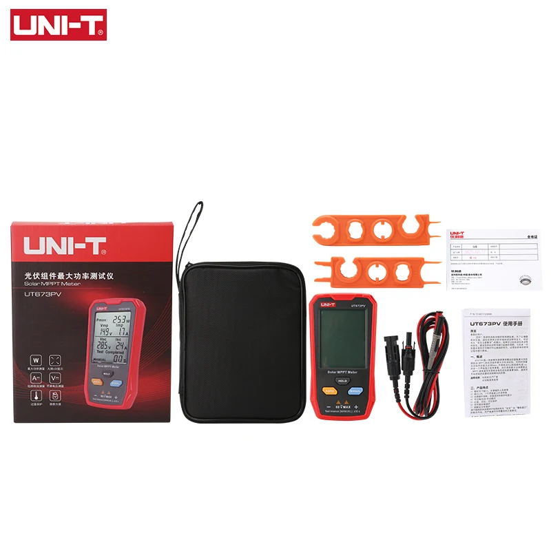 UNI-T-Solar MPPT Medidor, Módulo PV, Tester Potência Máxima, Tensão de Circuito Aberto, Curto Circuito Corrente, Teste Lmp Vmp, UT673PV, 5-800W