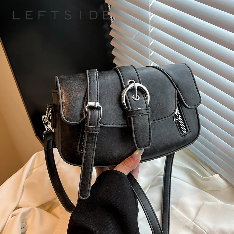 

LEFTSIDE Small PU Leather Flap Bags for Women 2025 Y2K New Luxury Solid Color Shoulder Crossbody Bag Females Handbags and Purses