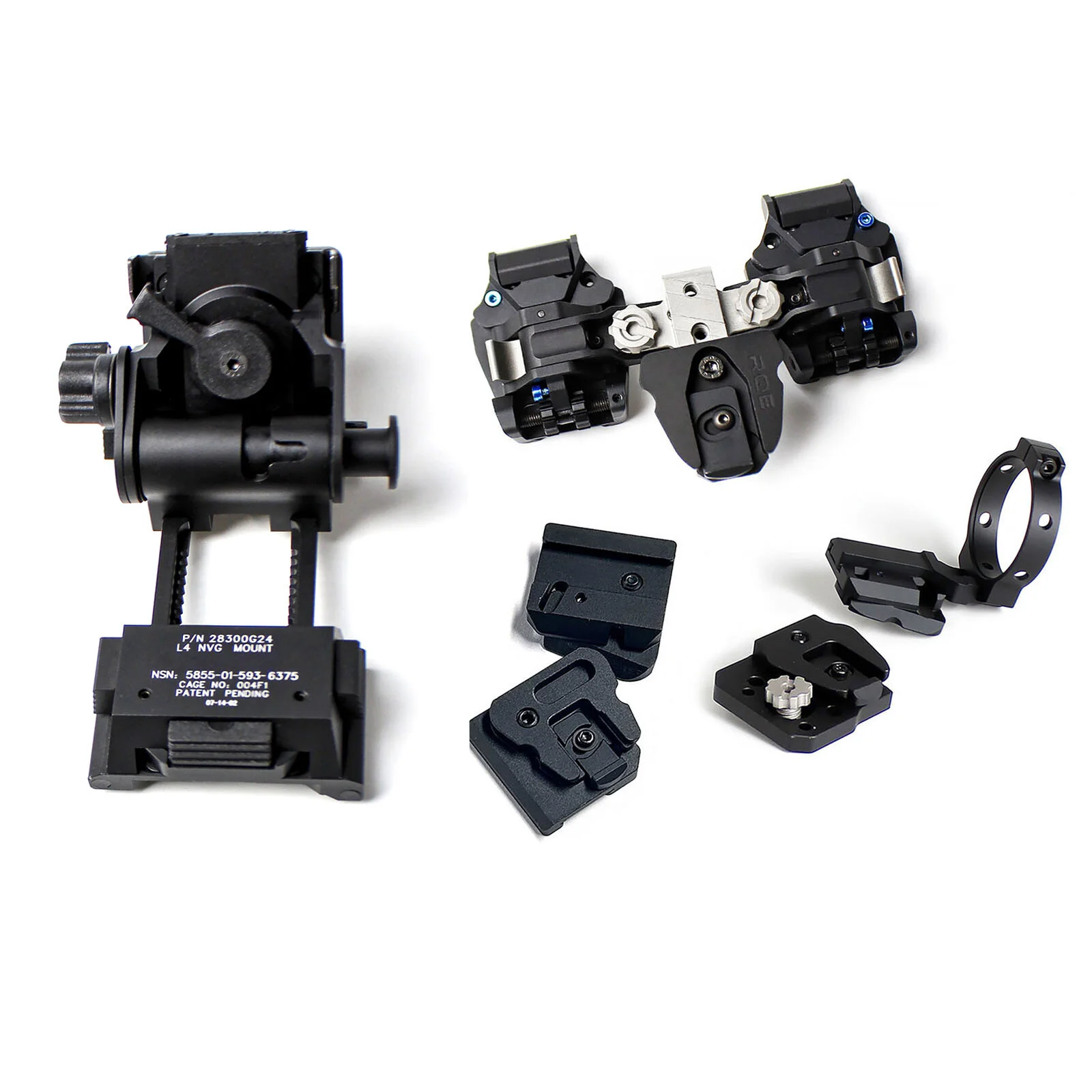 L4G24 + RQE KVC Universal Dual Bridges NVG Mount / K-clip Adapter OSS Obverse Shoe Set Fit PVS14 Night Vision Dovetail Mount