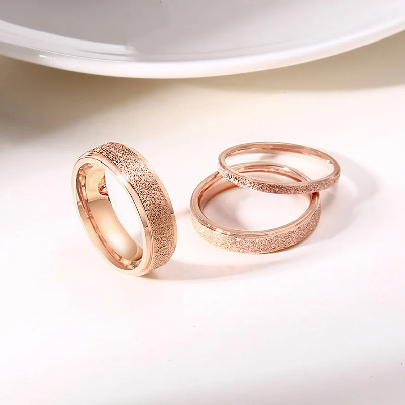 All Size 2/4/6mm Width Frosted Surface Stainless Steel Rings Simple Hip Hop Hippie Gold Color Ring Punk Fashion Jewelry KBR139