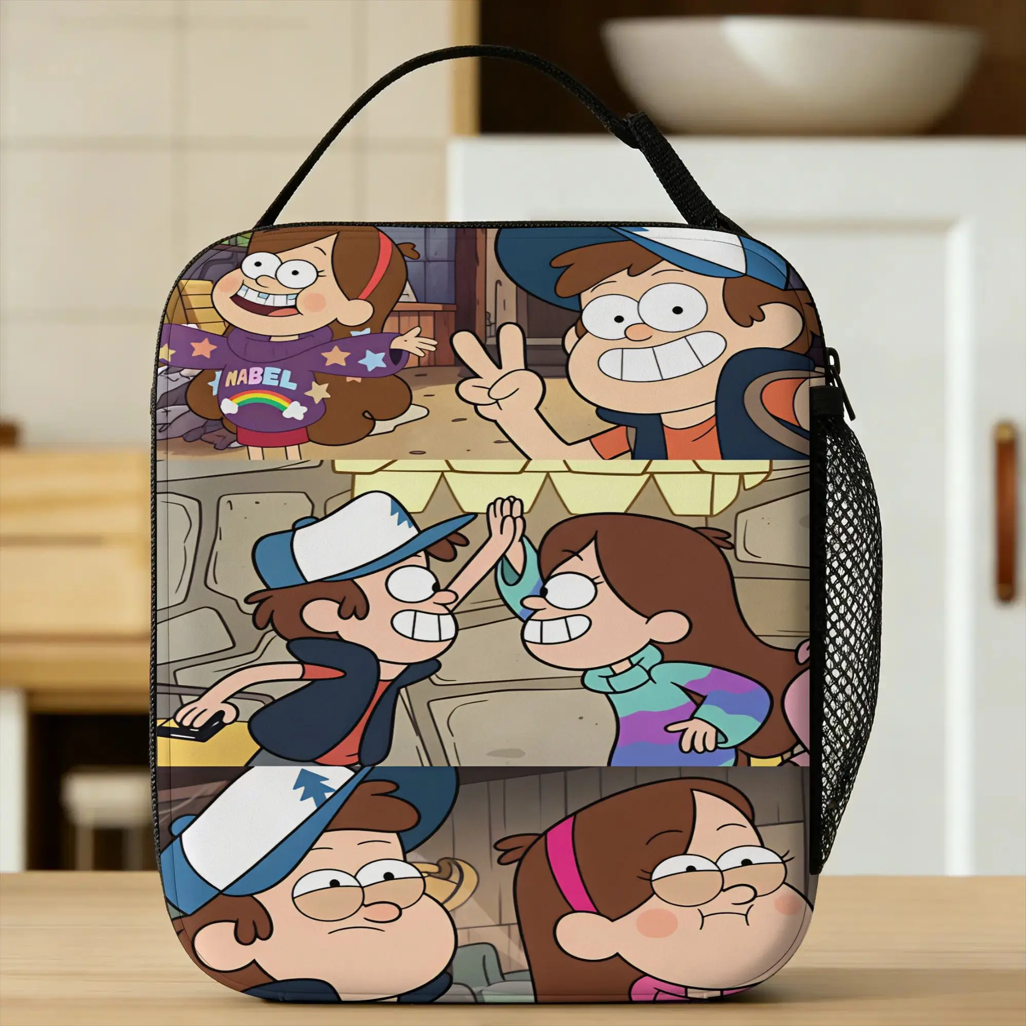 Mabel Lunch Bag For Men G-Gravity Falls Print Lunch Box Leisure Office Cooler Bag Convenient Oxford Thermal Tote Handbags