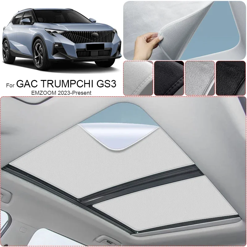 For GAC TRUMPCHI GS3 EMZOOM 2023-2026Car Suede Fabric Anti-uv Electrostatic Adsorption Sunroof Sunshade Heat Insulation Skylight