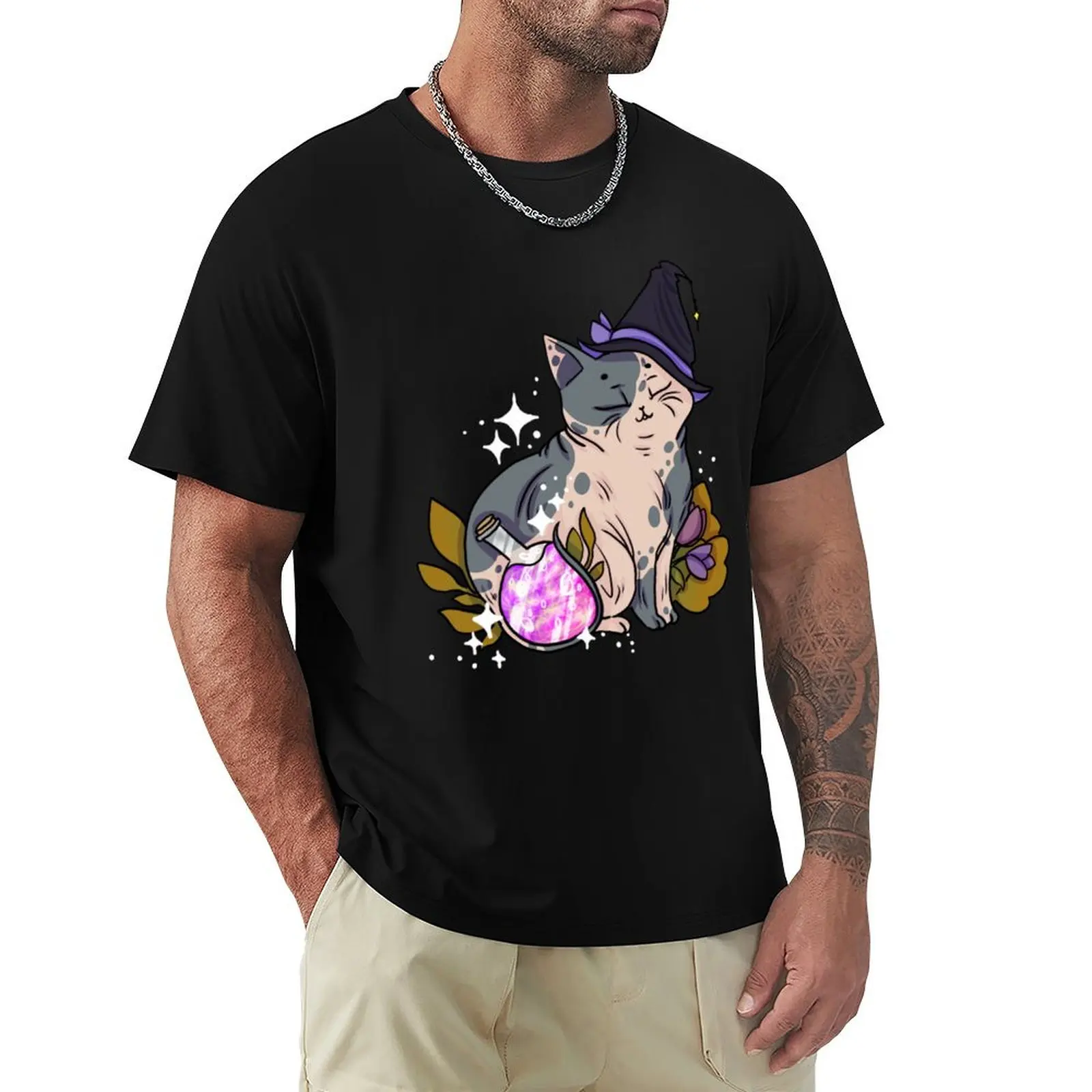 

Witch Sphinx Cat T-Shirt funny shirt cotton blacks oversizeds plain t shirts men
