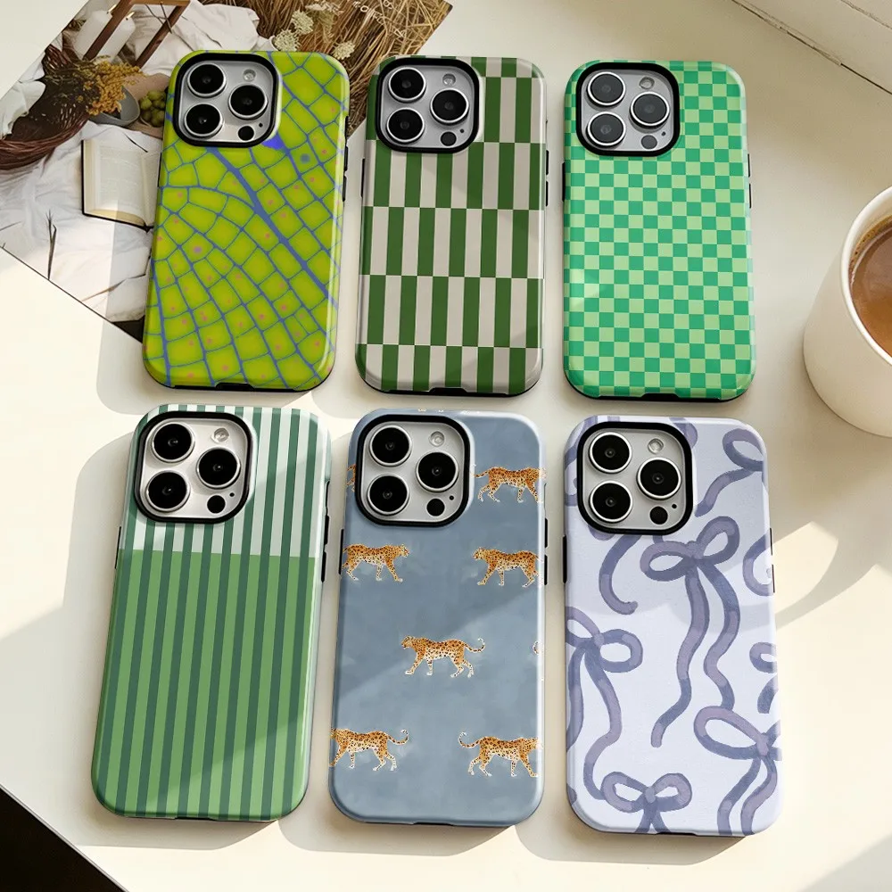 Clmj Art Stripes Phone Case for Samsung Galaxy S22 S23 S24 S25 S26 FE Plus Ultra Edge 4G 5G Double-layer Cover