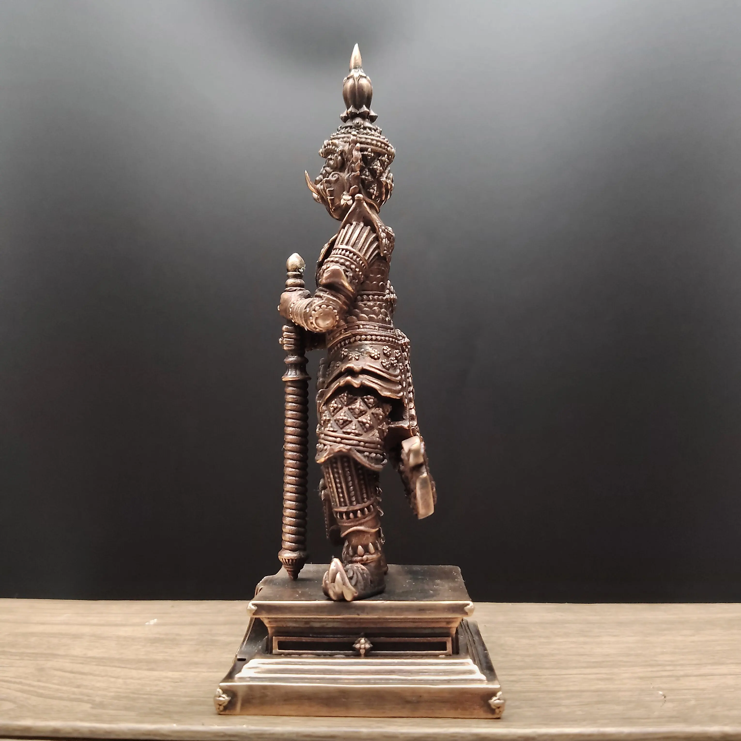 Thai Ghost King Antique Copper Amulet Protector Deity Statue 10cm Office Living Room Home Decor Craft