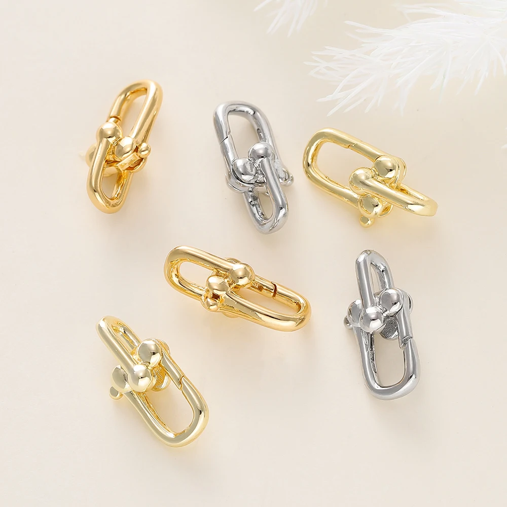 2Pcs/Pack 14/18K Gold Color Plated Copper Spring Clasps Push Clasps Connector for DIY Jewelry Bracelet Making Accessories