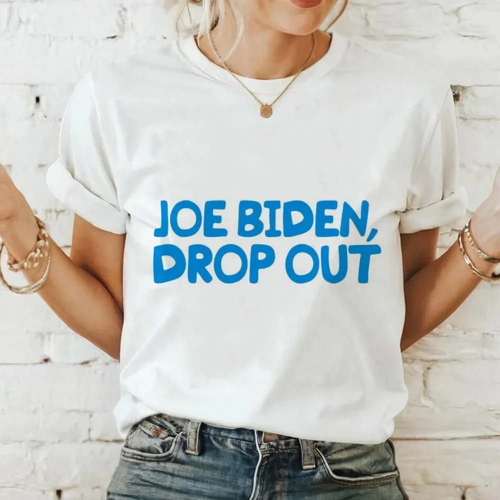 Joe Biden Drop Out Presidential Race Printed Pattern Fun Women's Printed T-Shirt Women's Short Sleeved O-Neck Loose T-Shirt