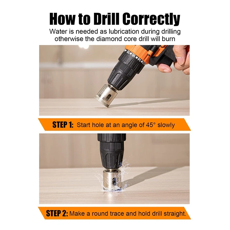 T61C_Diamond Drill Bits Set 10PC Diamond Hole Saw Set Glass Drill Bit