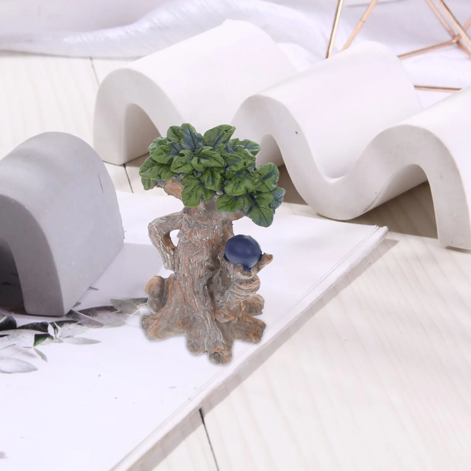 Resin Mini Tree Micro Landscape Ornament Small Tree Aquarium Decoration Fairy Garden Plant Decor Halloween Garden Accessories
