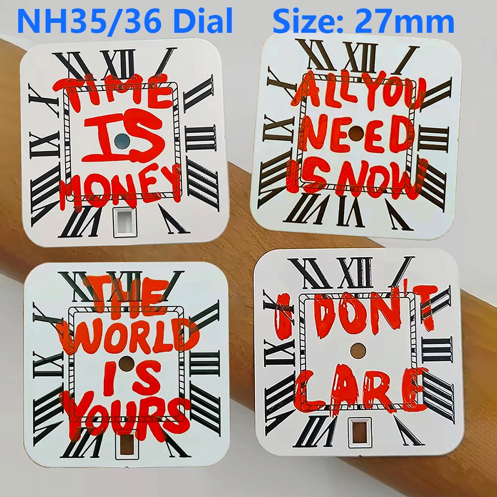 

Циферблат NH35 I DON'T CARE, индивидуальный логотип, квадратный циферблат, циферблат с римскими цифрами, подходит для даты NH35, 6-часового механизма, инструменты для ремонта