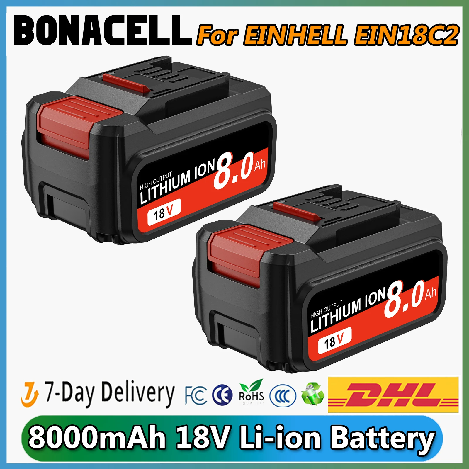 Akumulator litowo-jonowy EINHELL EIN18C2 18V 8000mAh, kompatybilny z Power X-Change PX-BAT4 PX-BAT52 GE-LC 18 Li Series