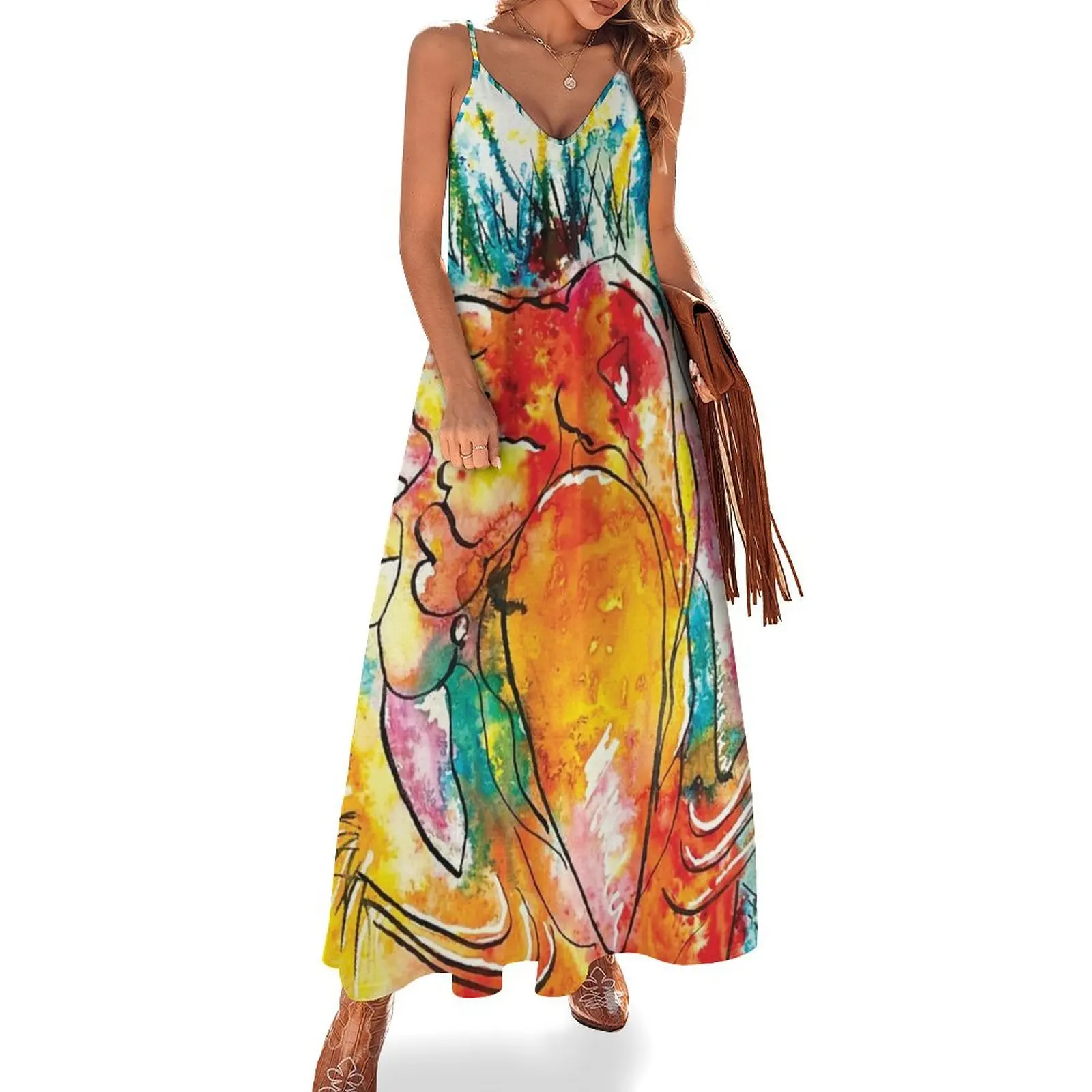 

Kooky Kreatures 'Tully: The Yellow Turkey' Caricature Print — Art by Paquita Sleeveless Long Dress dress for women 2025 Dress