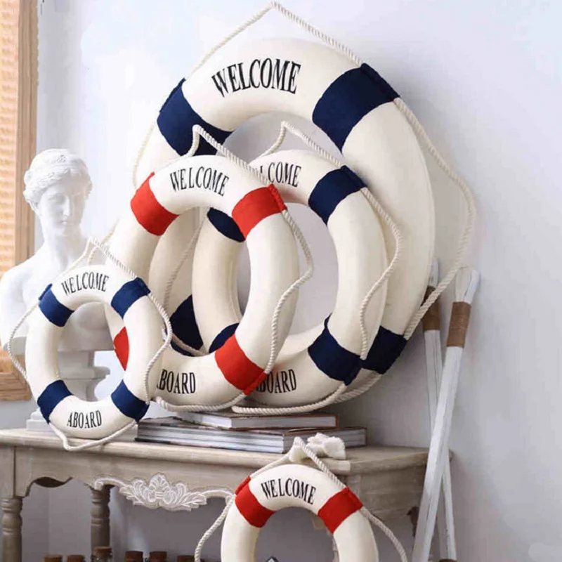 Mediterranean DIY Welcome Wall Door Ornament Life Buoy Foam Crafts Living Room Nautical DecorPub Home Wall Foam Ring Decoration