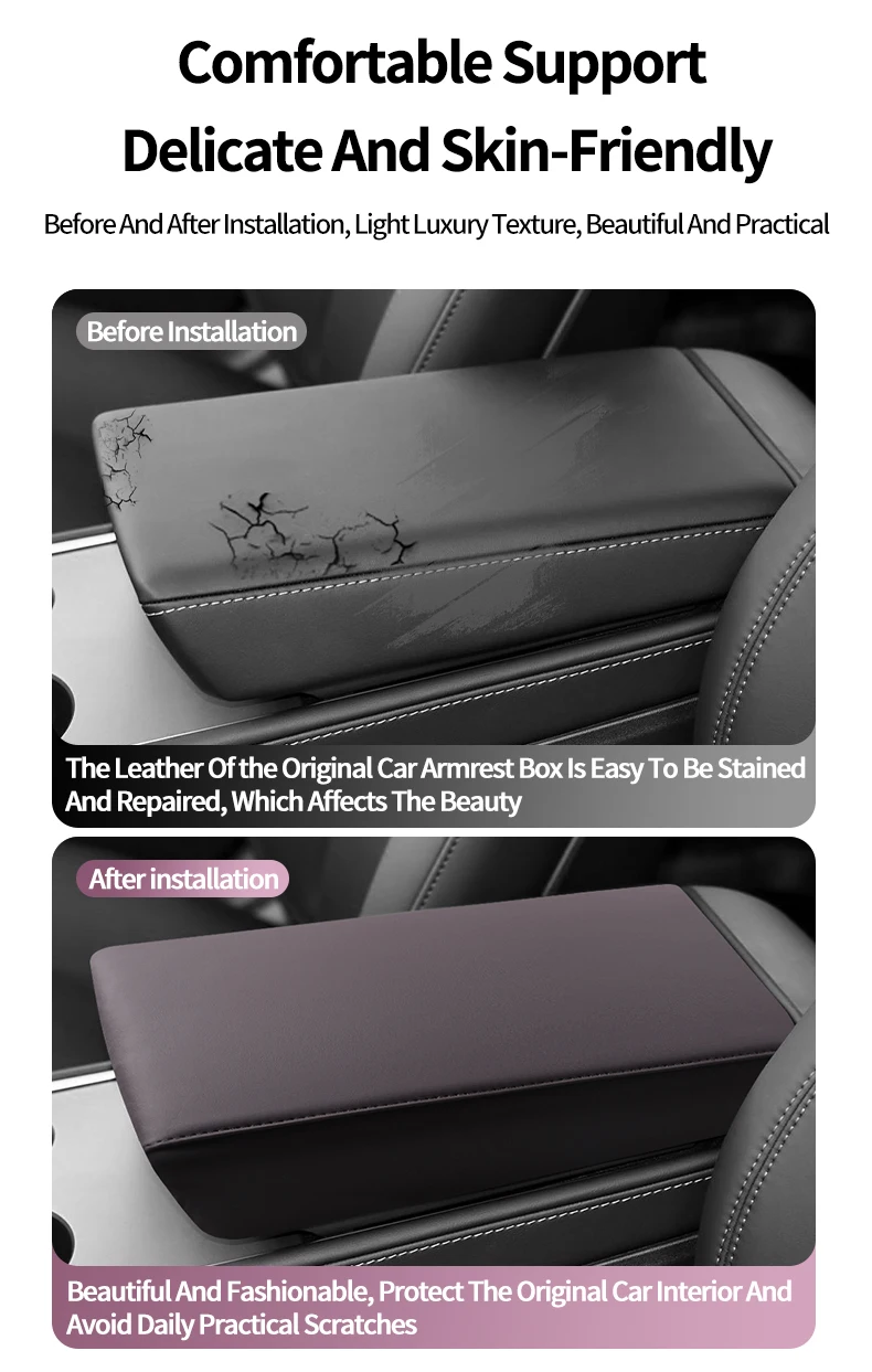 Mittelkonsolen-Armlehnenauflage für Tesla Model 3 Highland / Model Y Juniper ABS Armlehnenbox-Schutzabdeckung Autozubehör – Detail 7