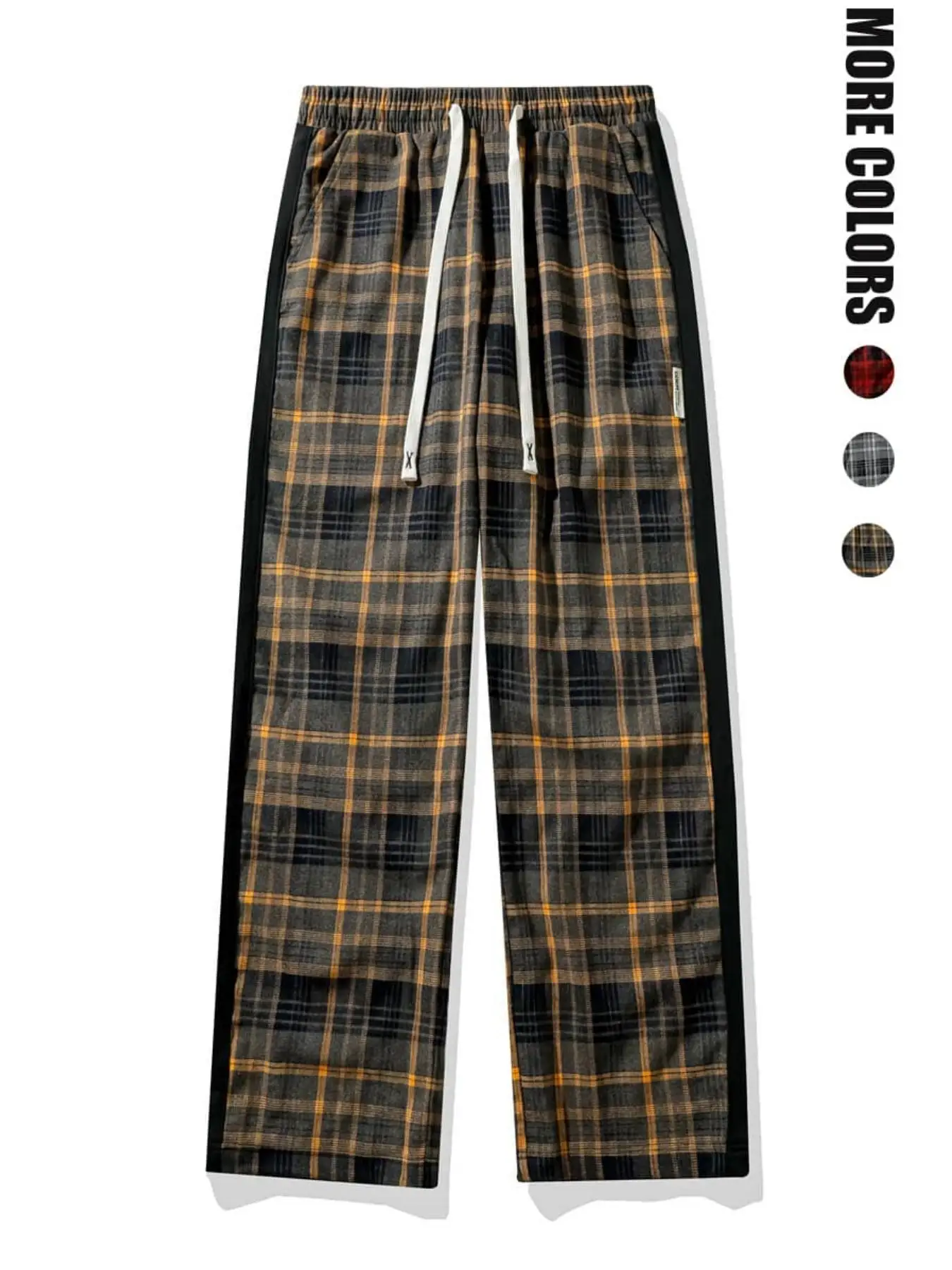 1 Piece of Men's Regular Style Retro Plaid Sports Casual Pants with Drawstrings and Elastic Waistband, Loose, Straight, Suitable for Daily Leisure, Street Basketball, Fitness, Multi-Scenario Matchinging, Suitable for All Seasons
