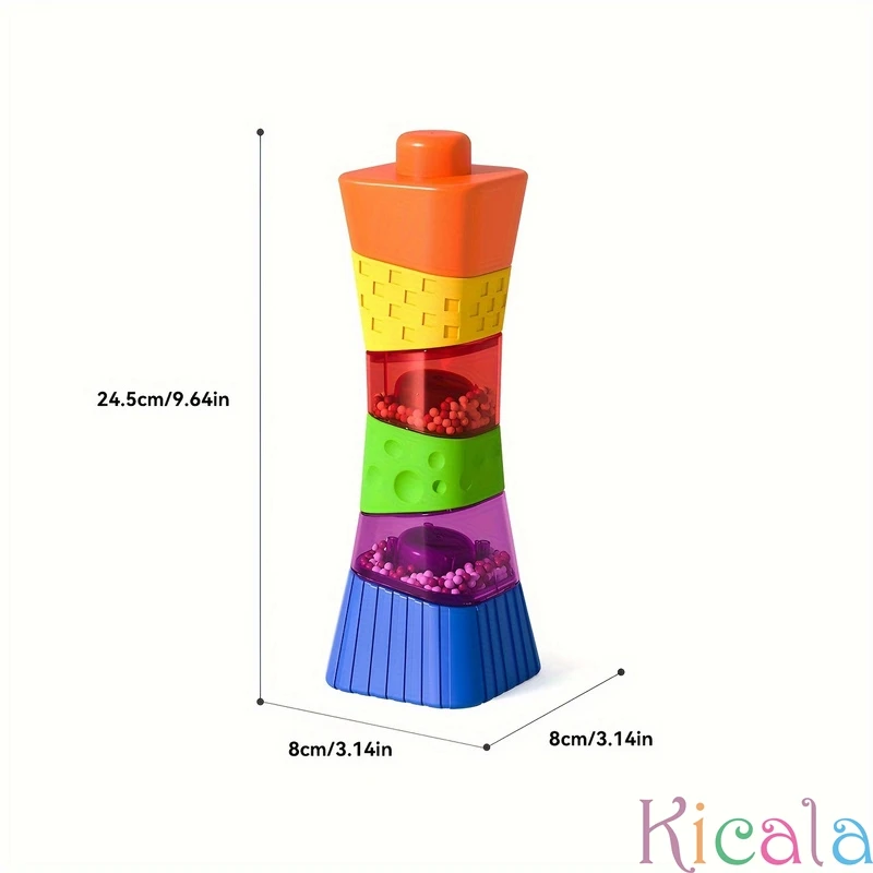 Blocos de construção ABS de cores mistas com som e chocalho apresenta classificação educacional conjunto de brinquedos de empilhamento para presentes de crianças