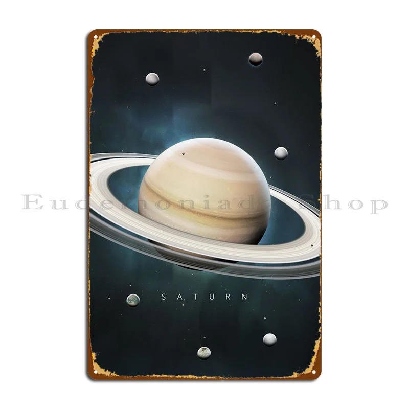 A Portrait Of The Solar System: Saturn Metal Signs Club Living Room Personalized Cinema Rusty Tin Sign Poster