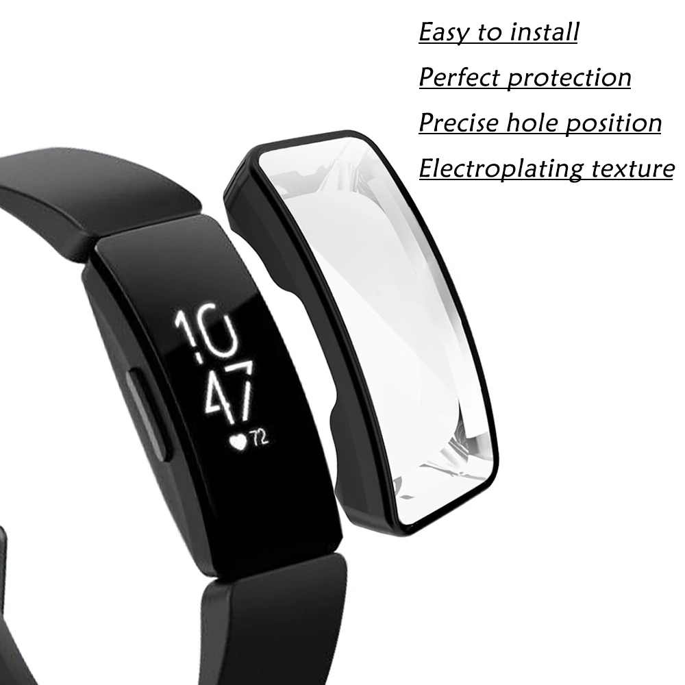 Screen Protector Case for Fitbit Inspire HR Band Ultra Slim Soft TPU Watch Cover for Fitbit Inspire Protective Bumper Shell