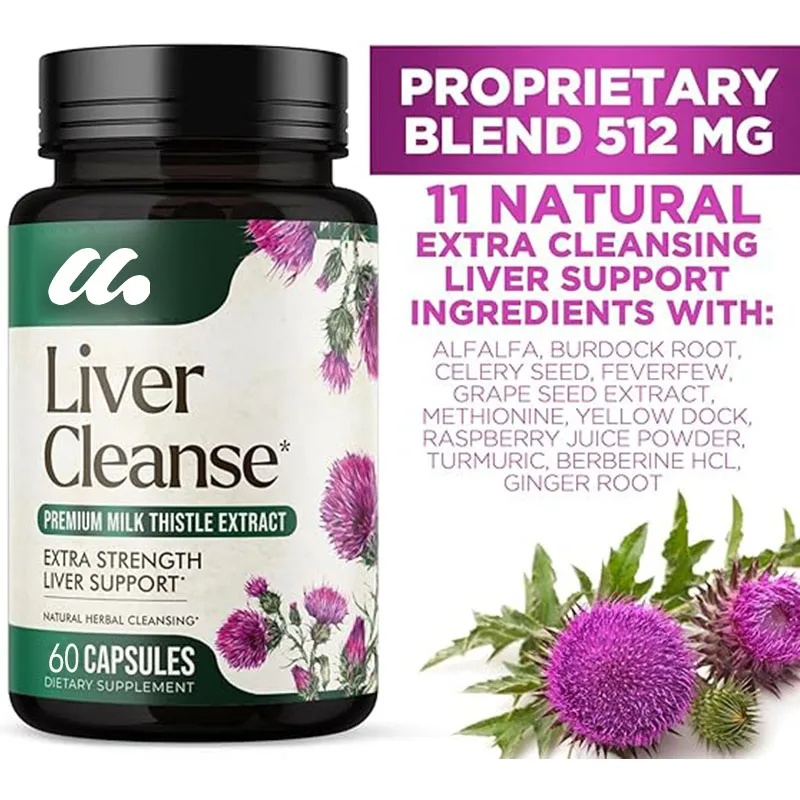 Liver cleansing, detoxification, and repair - containing silymarin,thistle extract, dandelion,beetroot,chicory root,and turmeric