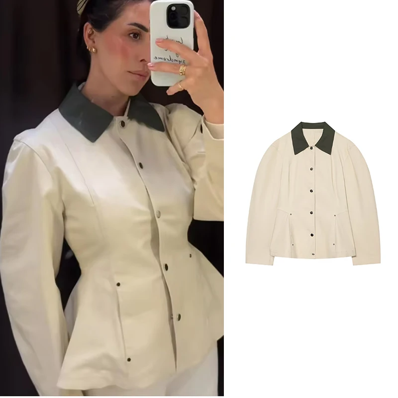 Spring New Women's Jackets 2026 Fashion Retro Stitching Elegant Women's Jackets Youth Spring Travel Street Warm Outerwear Coats