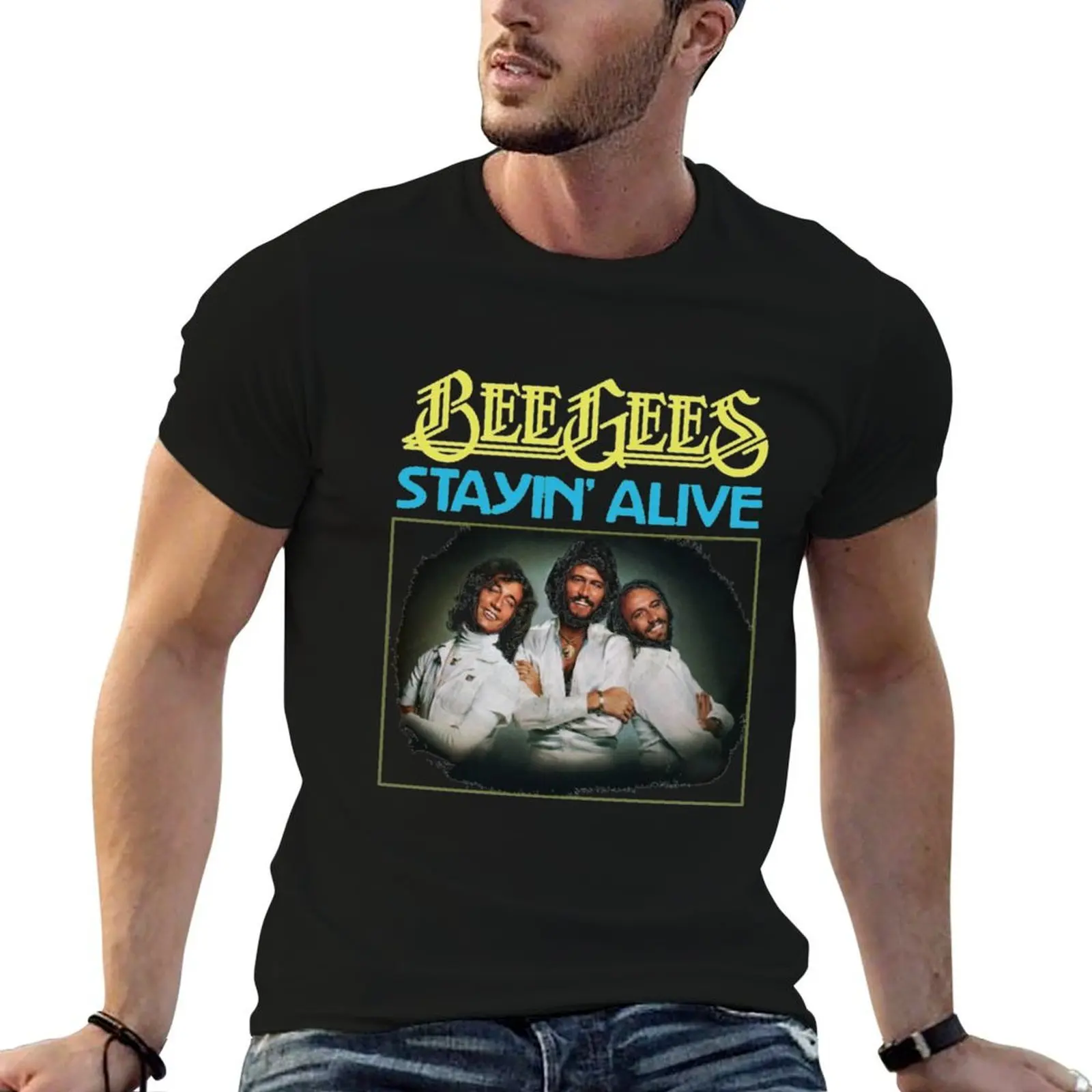 T-Shirt Stayin Alive Bee Gees Band, cadeau pour hommes et femmes, t-shirt décontracté pour hommes, t-shirt anime