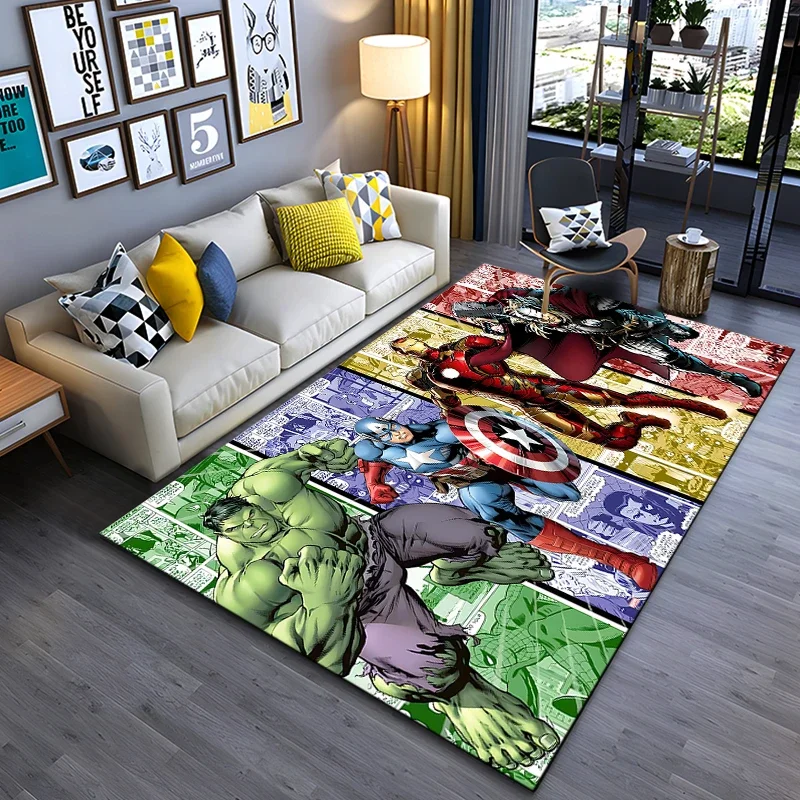 Tapis Marvel Avengers pour chambre à coucher et salon, Anime américain, Polymères de sol, Décoration d\'intérieur, Antidérapant, Cadeau