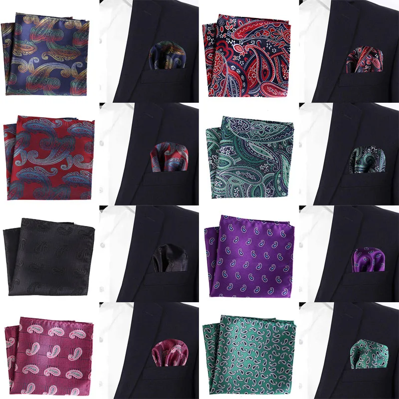 

Fashion Square cashew flower Jacquard Handkerchief For Men Gentlemen Pocket Towel For New Year Wedding Party Christmas Gift