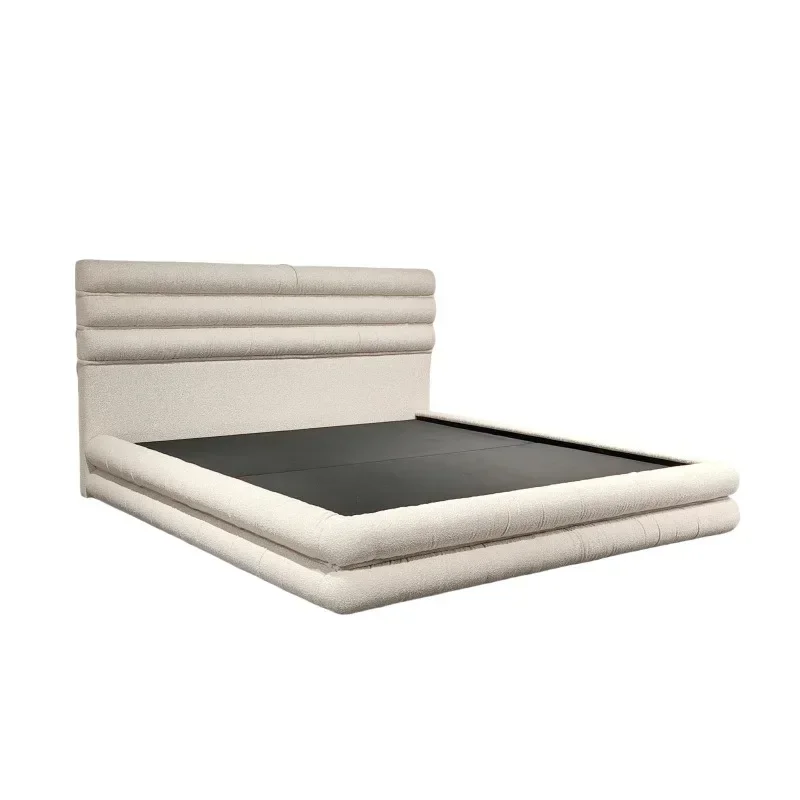Wabi-sabi cream style design, retro style wavy master bed, princess bed, niche cloud semicircular bed