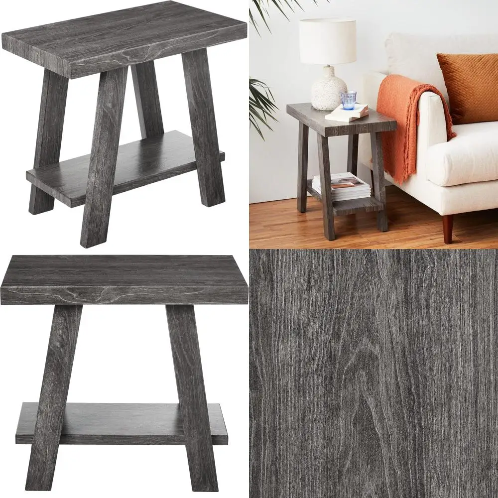 

Modern Charcoal Wood Side Table, Athens Style