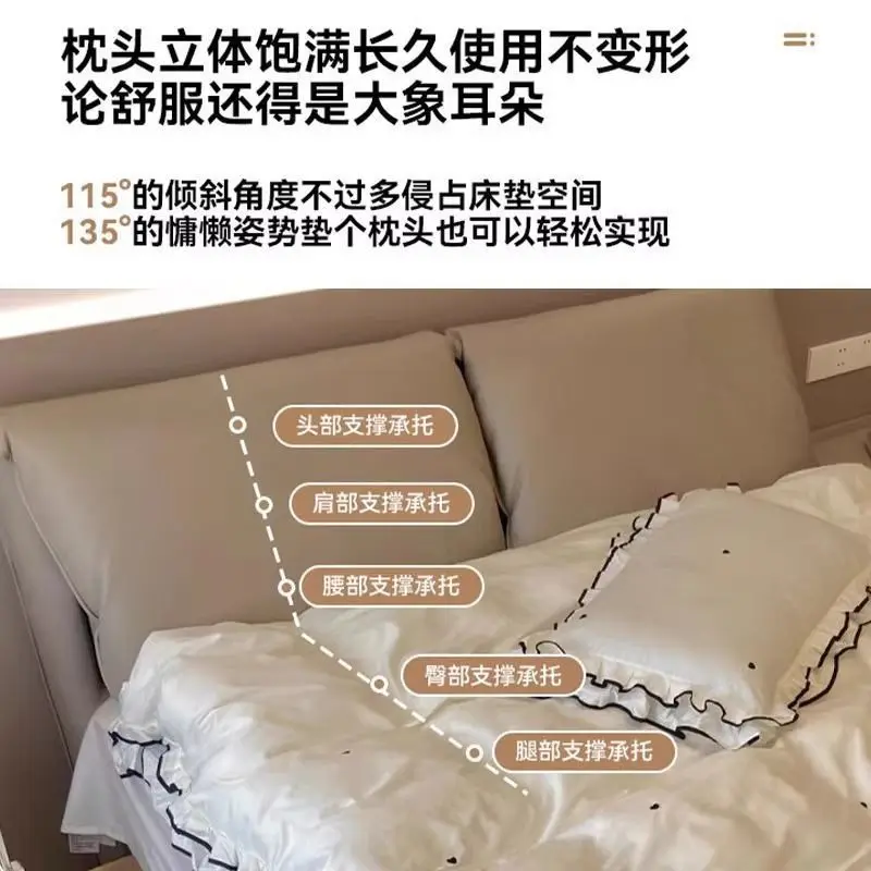 سرير جلدي صديق للبيئة بأذن الفيل، غرفة نوم رئيسية، سرير جلدي مزدوج للتخزين المنزلي #4