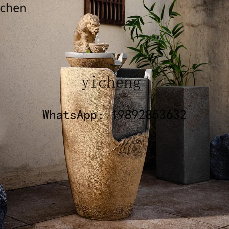 

YFY Новый китайский декоративный фонтан с текущей водой для двора, напольное украшение с циркулирующей водой.
