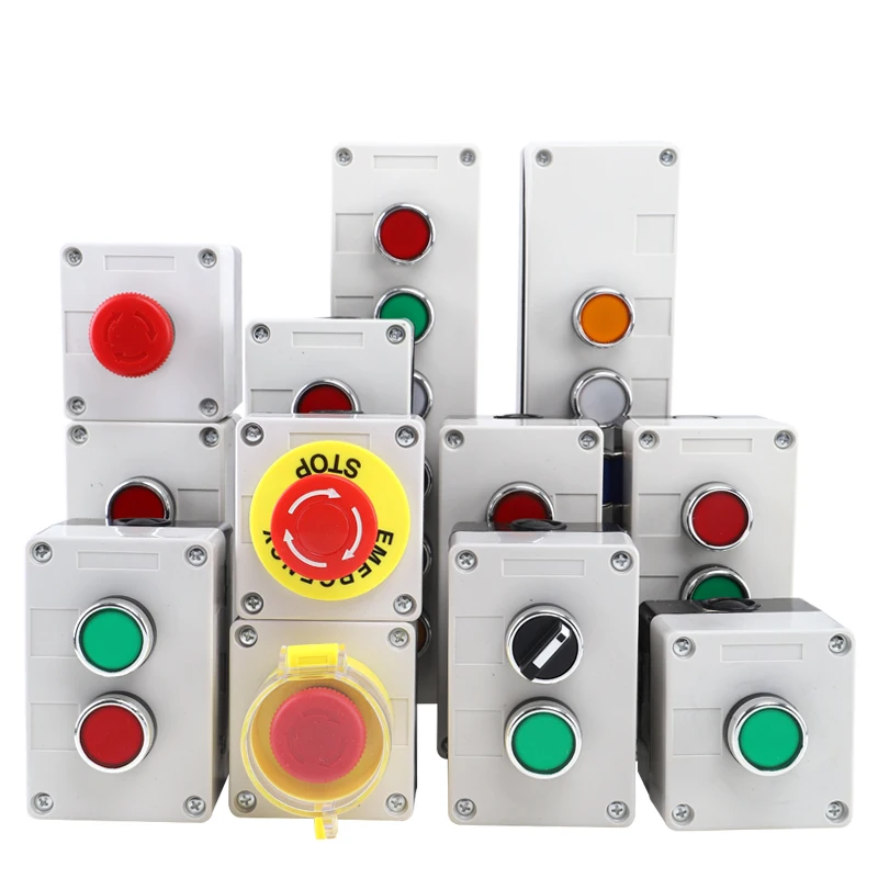 Arrow symbol indicates start and stop self-reset Momentary Waterproof button box switch emergency stop industrial control box