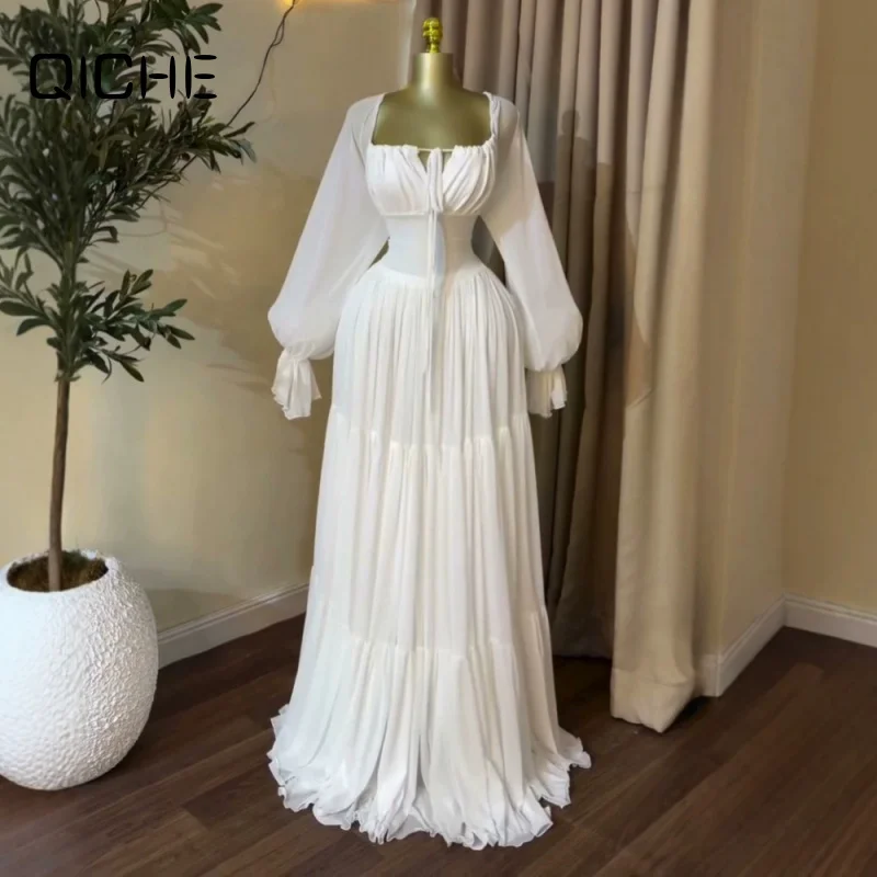 QICHE Women 2026 Autumn European‑American Gentle Vibe Tie‑Waist High‑Waist Slimming Pleated Midi Dress Fashion Outfit