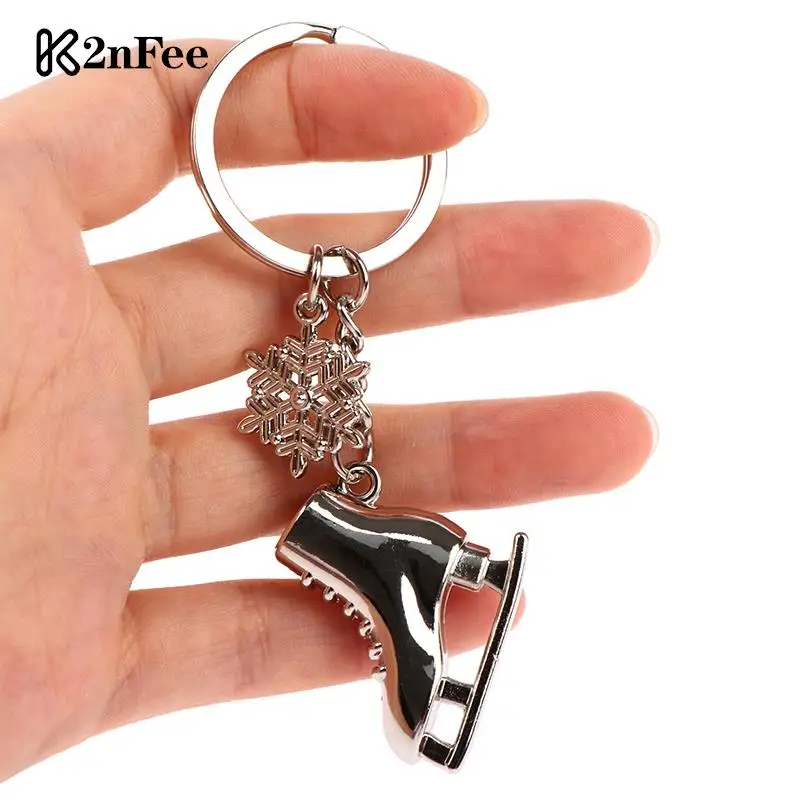 Winter Gift Souvenir City Winter Ski Games Ice And Snow Sports Skate Shoes Keychain Snowflake Key Pendant Bag Decoration