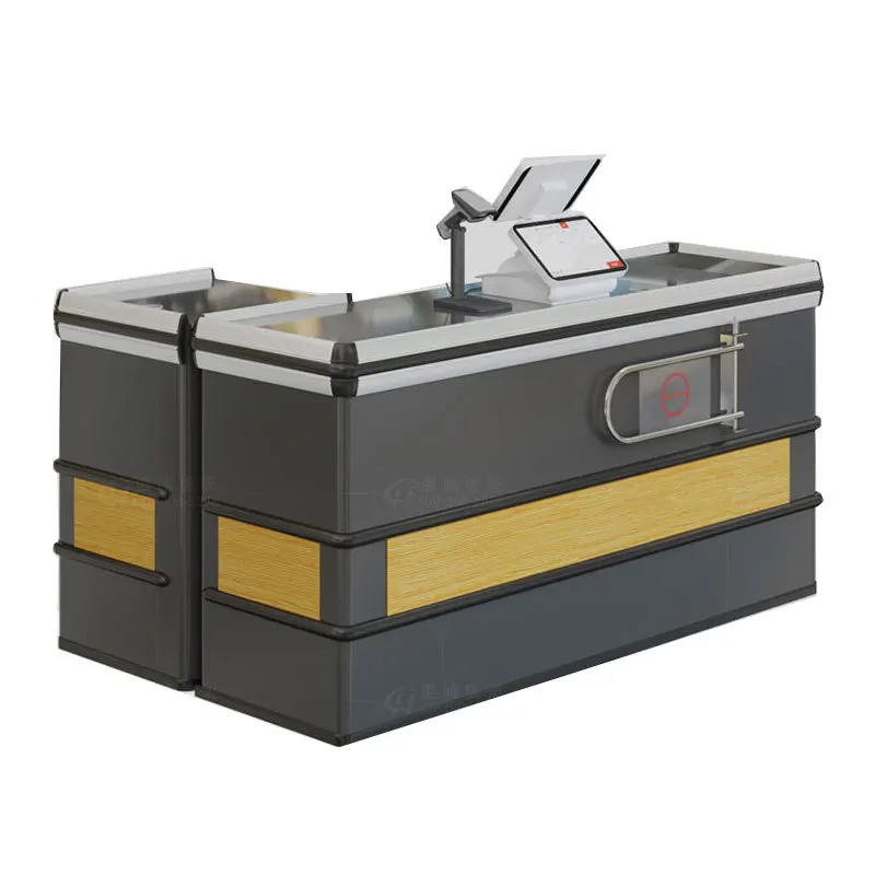 

Supermarket checkout page corner small stainless steel iron cash register cabinet