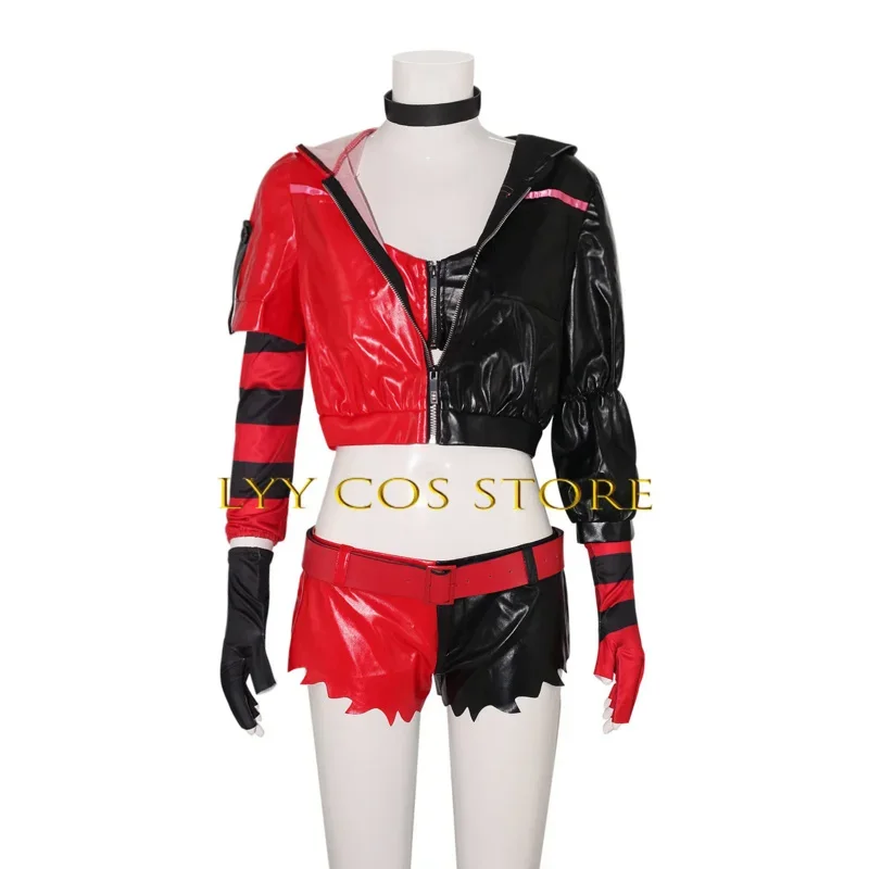 EE01 Costume cosplay Clown Harley Quinzel IDE isekai Joker ragazza scrolls parrucca uniforme set vestito da festa di Halloween per le donneIo0!