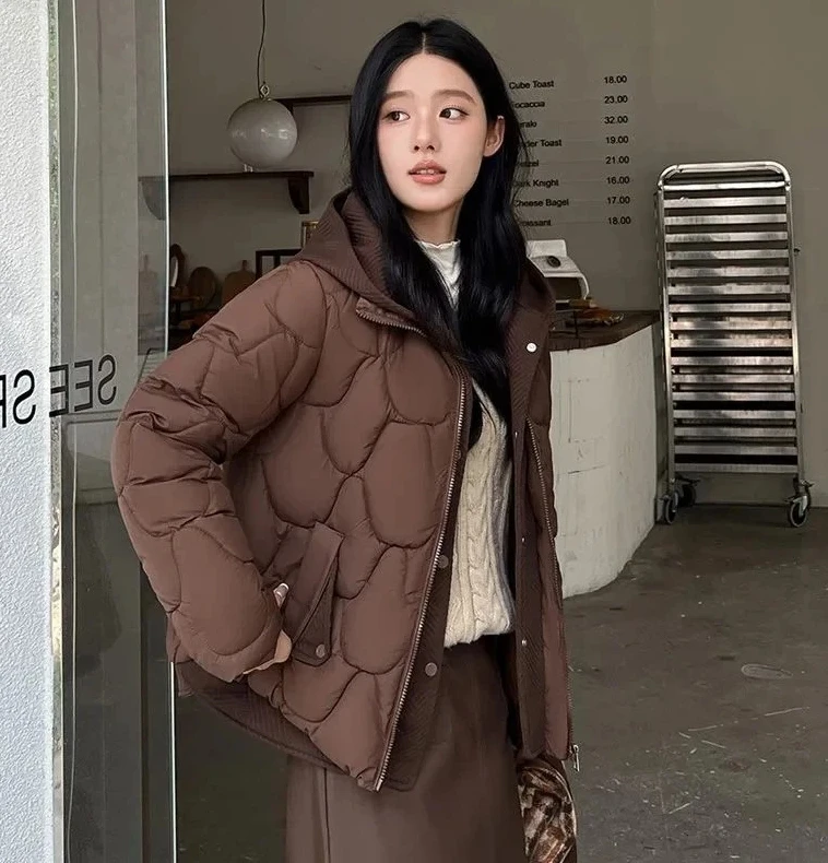 

New Winter Jacket Women Warm Parkas Female Fake Two-piece Long Sleeve Casual Cotton Padded Jacket Hooded Outwear