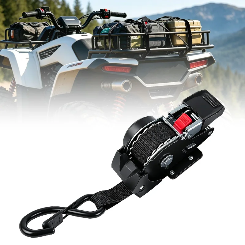 1inch 3M Single Hook Auto Retractable Ratchet Tie Down Starp Belts S-Hooks Trailer Towing For Truck ATV Trailer Motorcycle Boat