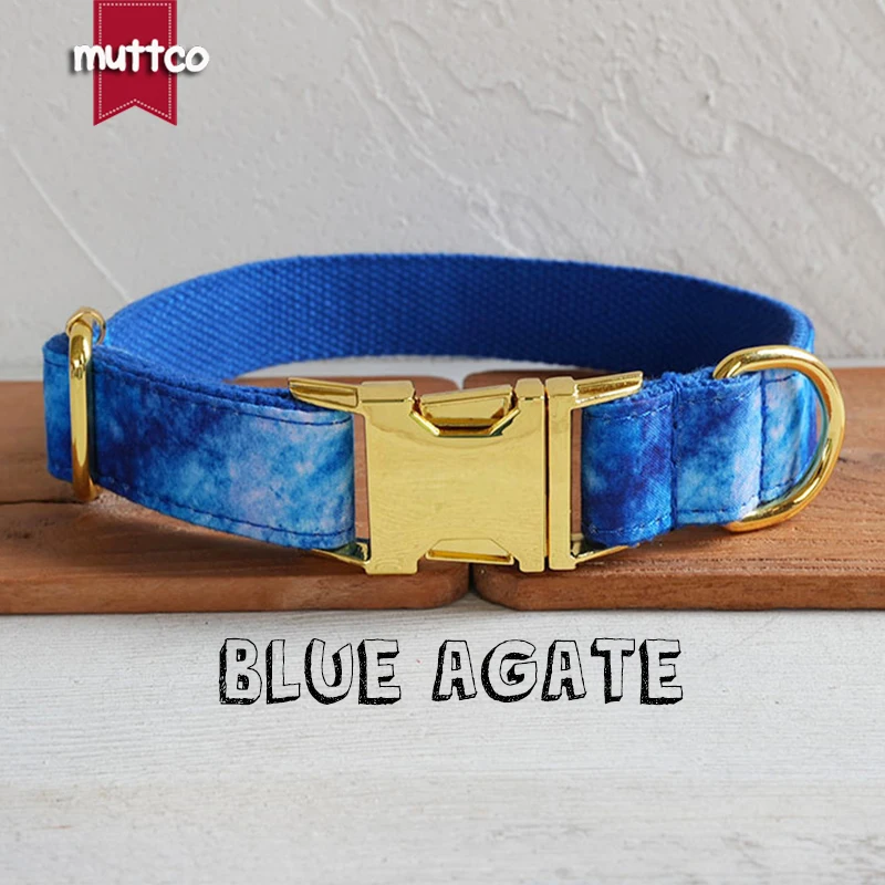 MUTTCO este collar para perro está inspirado en el mar BLUE AGATE Plaid es adecuado para perros que amamantan 5 tamaños UDC191