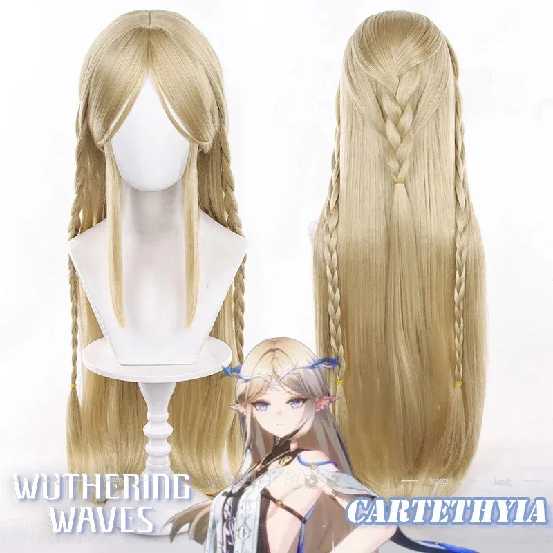CyWuthering Waves Cartethyia Kostum Cosplay Wig Pakaian Gaun Biru Rok Alat Peraga untuk Wanita Anak Perempuan Fleurdelys Rinascita Pesta Karniv