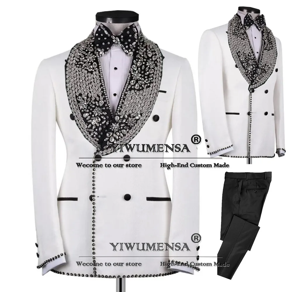 رجل مزدوجة الصدر الأحجار دعوى لحفل الزفاف شال التلبيب العريس حفلة موسيقية البدلات الرسمية مخصصة 2 قطعة مجموعات سترة السراويل ازياء أرض الإنسان