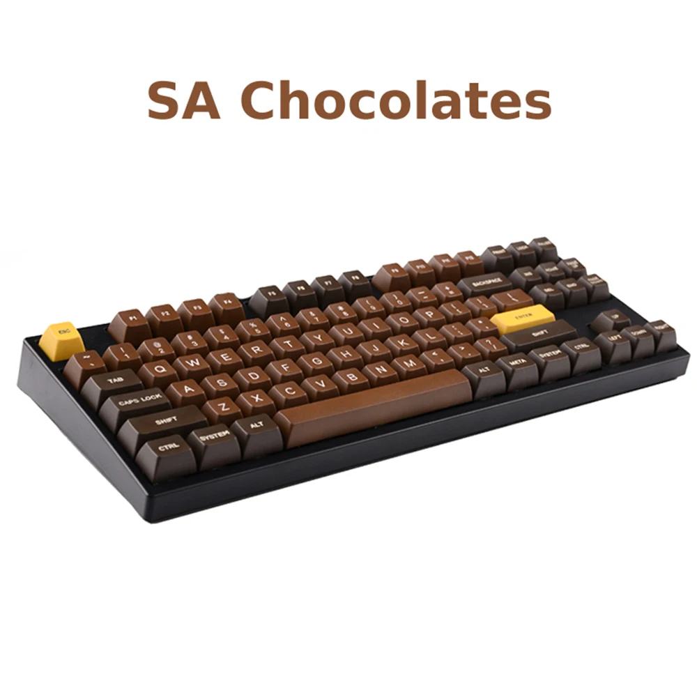 Chocolate Color Design SA Profile Keycaps For Cherry Mx Switch Mechanical Gaming Keyboard 122 Keys PBT Ball Key Caps