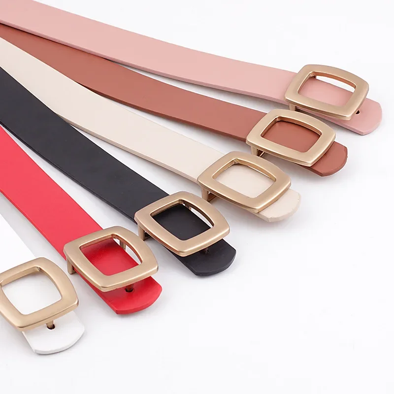 Cinturón ancho de cuero para mujer, Correa con hebilla de Metal, color negro, blanco y rosa, alta calidad, color dorado y cuadrado, 2024
