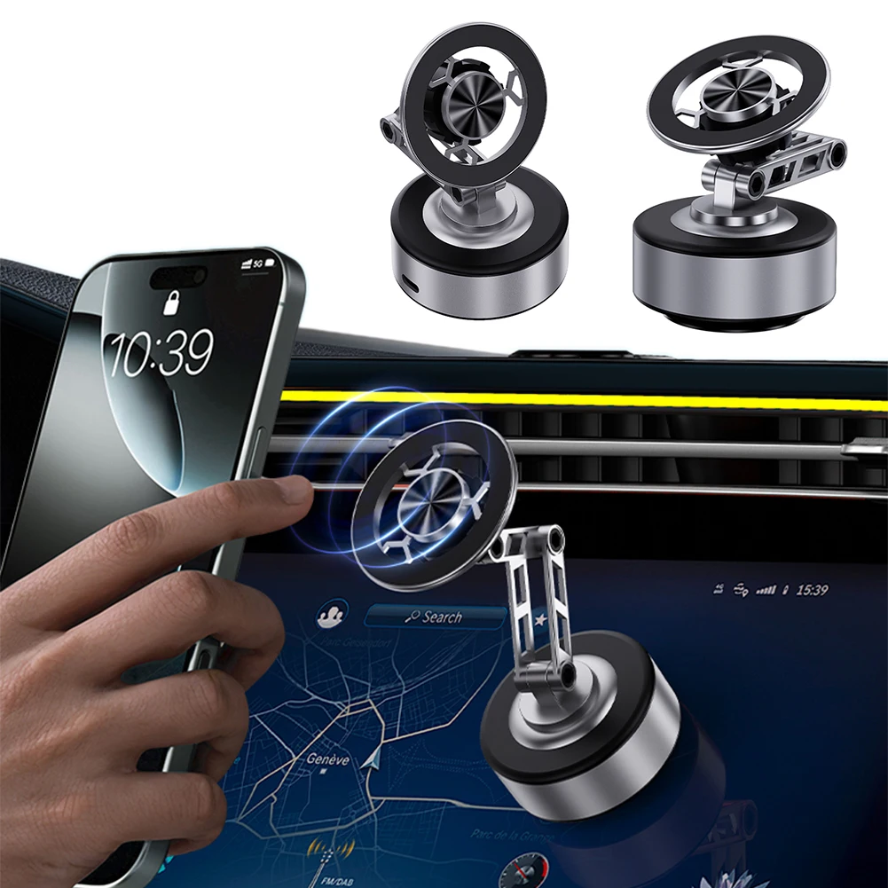 

Magnetic Car Mount Vacuum Phone Holder Type-C Rechargeable Vacuum Suction Cup Phone Mount for Car Gym Mirror Smooth Surface