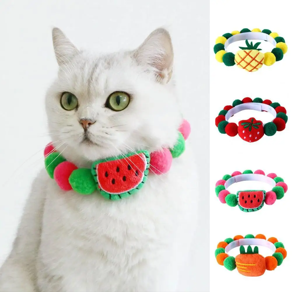 Pet Collar Fruit Series Dress-up Adorable Puppy Cat Dogs Plush Balls Collar Necklace for Festival