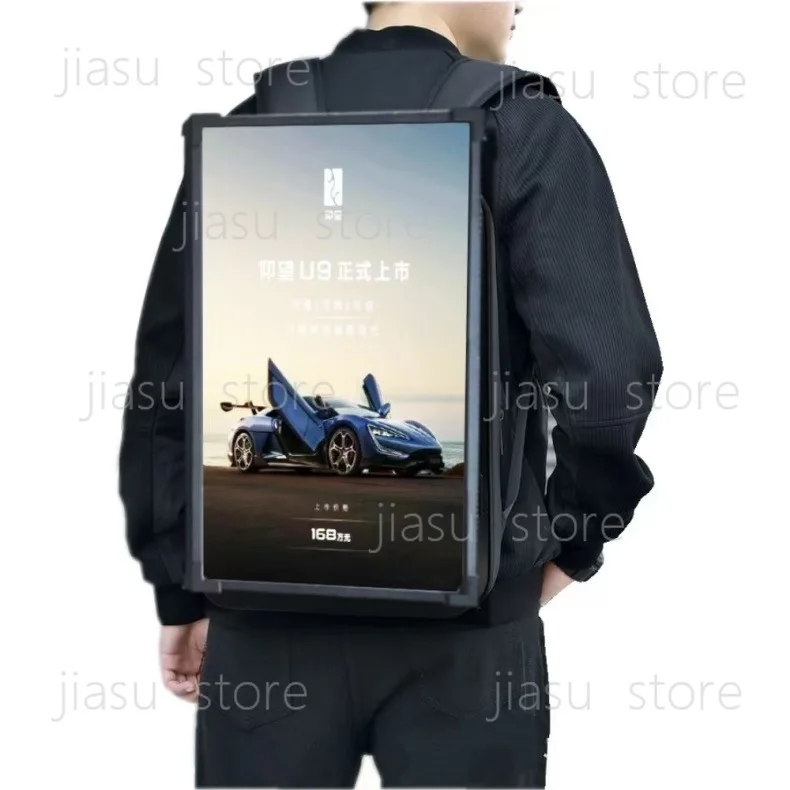 LCD Screen Backpack Advertising Player, Luminous Digital Display Shoulder Bag for Exhibition Mobile Video Promotion