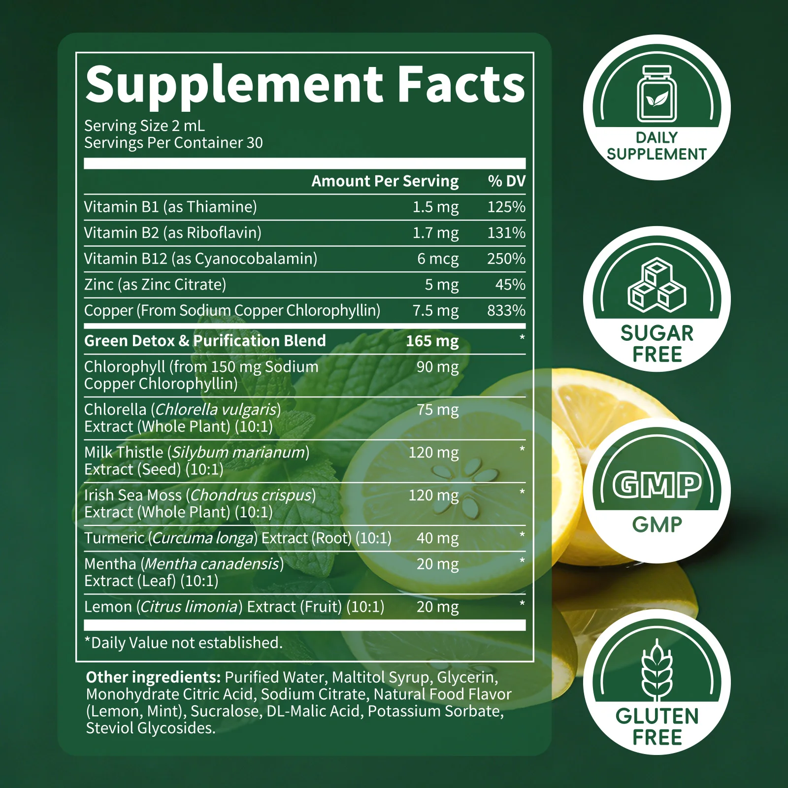 BEWORTHS 60ML Chlorophyll Liquid Drops Support Natural Cleansing & Immune, Internal Deodorant,Skin & Gut Health,Vegan,Sugar-Free