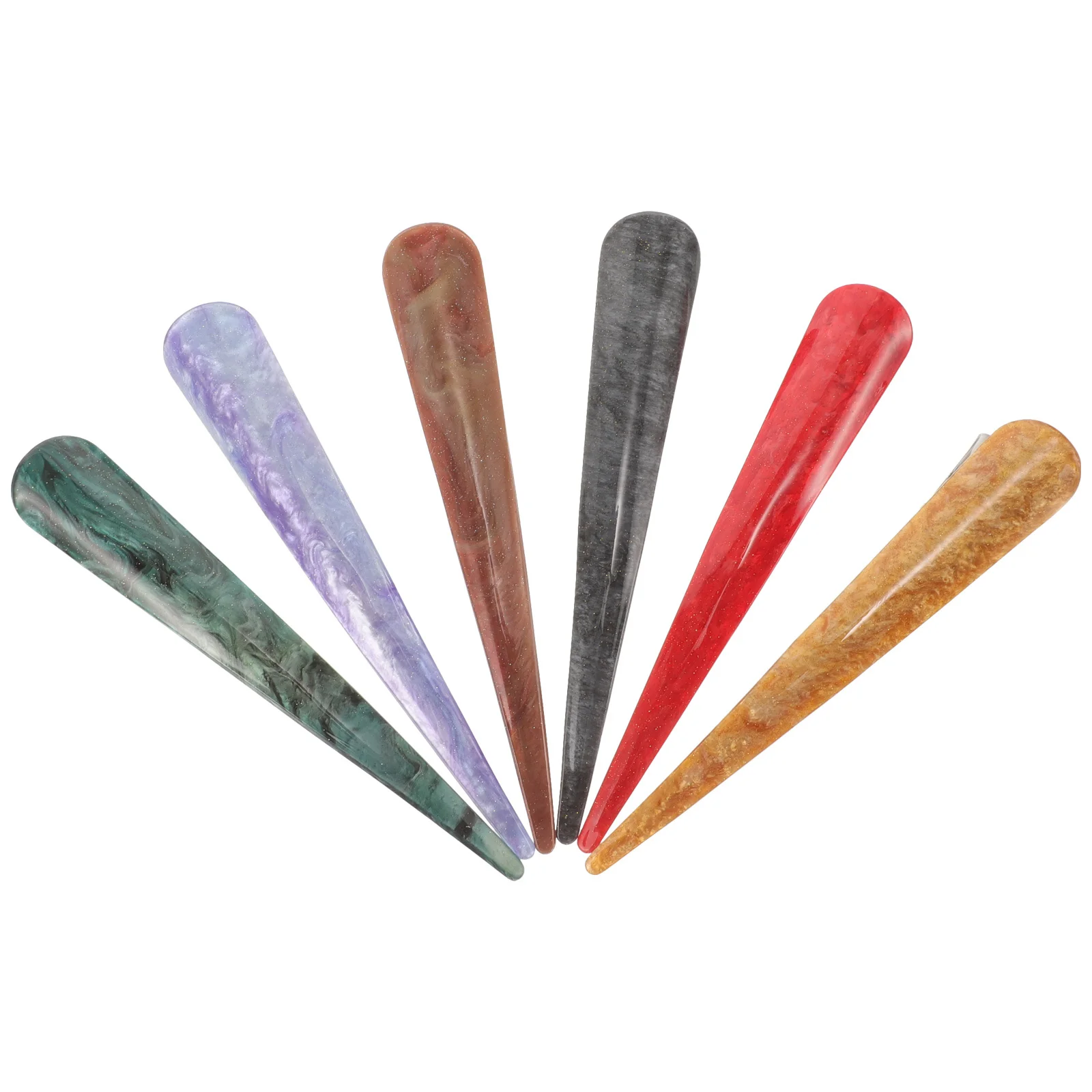 

6Pcs Durable Ox Horn Hairpins Acrylic Hair Clips Fashion Exquisite Design Ponytail Clamp for Girls Mixed Color